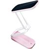 SUAVER Lampada da tavolo a energia solare 2 in 1, con ricarica a LED, portatile, pieghevole, dimmerabile, lampada da lettura a LED, senza fili, per ufficio, camera da letto, viaggi (rosa)