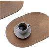 FunWheat - Set di 6 tovagliette intrecciate ovali per tavolo da pranzo, lavabili, resistenti al calore, per uso interno ed esterno, 30,5 x 45,7 cm (marrone chiaro ovale, 6