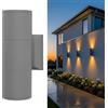 Planetitaly Applique Cilindro da Esterno IP65 Doppio Fascio LED 10W GU10 RGB UP e DOWN Lampada Muro, Luce Facciata, Balcone, Terrazzo, Alimentazione 230V (Grigio)