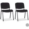 Relaxdays 10022880_46 Set di 2 Sedie Impilabili per Ospiti Poltrona Imbottita per Sala Conferenze HxLxP: 74 x 54 x 49 cm Nero