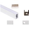 AFTERTECH 1x 2metri 0812 8x12mm Profilo Alluminio GRIGIO Minimal Micro **Per Strisce Strip LED da 5mm** Barra Rigida INTERA 2MT 2m 200cm + Copertura OPACA (1x 2metri 0812 fog)
