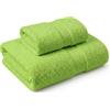 NARCISO Set Asciugamani Bagno Viso e Bidet 2 Pezzi (1 Viso 50x100cm e 1 Bidet 40x60cm) Ogni Asciugamano è Realizzato in Spugna di Cotone Alta Assorbenza, Morbido e Resistente all'Usura (Verde Salvia)