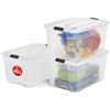 Iris Ohyama, Scatola portaoggetti in plastica con coperchio, 45 l, confezione da 3, trasparente, clip di chiusura, maniglia, impilabile, per camera da letto, cabina armadio, ufficio, senza BPA
