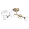 LEDKIA LIGHTING Lampada da Soffitto Metallo e Vetro Moonlight Ottone Ovo 4 Lampade Oro G9