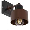 alfalux Applique Da Parete Interno Con Interruttore A Corda Lampada Da Parete LED In Metallo E Legno Per Soggiorno Camera Da Letto SHWAND-BR10x10SC Marrone