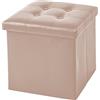 IlGruppone Pouf Contenitore in 2 Misure Medio 38x38 - Grande 50x50 Quadrato Portaoggetti in Ecopelle Poggiapiedi Salotto Sgabello Pouff Camera Design con Coperchio - Tortora - 50x50x50
