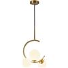 FanXus Lampadario a sospensione a globo a 3 luci Lampada a sospensione moderna a soffitto in oro con vetro bianco, plafoniera a cavo regolabile per camera da letto Soggiorno Sala da pranzo Lampada a