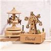 Kenon Carillon Personalizzato in Legno a Carosello, Carillon con Incisione, Carillon in Legno da Ballerina, Regalo Ricordo per Ragazze e Ragazzi