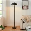 lux.pro Lampada da Terra in Metallo Nero Piantana a Stelo Diritto con Paralume Tamburo Piatto Interno Dorato Altezza 159 cm Design Elegante per Soggiorno Salotto