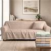 NARCISO Copriletto Singolo Cotone Kerala, Telo Copridivano 2 Posti (170x250cm) Gran Foulard per Divano Copritutto per Divano con Motivo a Righe, Teli Copridivano Grandi Cotone (Sabbia)