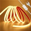 HEGEHE - Striscia LED COB 230V 5m, ogni 10cm può essere tagliato una volta, flessibile impermeabile IP65, striscia neon LED FCOB 240 LED/m 90+, con interruttore [bianco caldo 3000K]