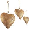 Shurzzesj Decorazione da parete a forma di cuore in metallo con finitura dorata antica e campana a forma di cuore, arte da parete vintage in metallo con corda da appendere per casa, interni ed esterni