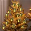 Nexoria Catena di luci di Natale, 2 m, decorazione natalizia, per interni di Natale, per interni con mini casa, catena luminosa a batteria con 10 LED per la casa (C)