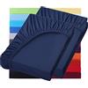 NatureMark Basic - Set di 2 Lenzuola con angoli in Jersey 90 x 190 cm - 100 x 200 cm - Altezza bordo 25 cm - Lenzuolo con angoli 100x200cm - 100% Cotone, Blu navy