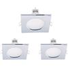 LEDLUX 3 Pezzi Faretti Led da Incasso Quadrato, Dimmerabile Con Triac Dimmer, 220V 5W 550 Lumen, 90X90X37mm, Foro 70mm, Impermeabile Ie IP65, Quick Connettore (Bianco Neutro 4000K, Argento Cromato)