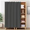NEPHRA Tende Scorrevoli per Armadi con Binario, Tendina Sottolavello Autoadesivo, Tende per Scaffali Senza Fori in Flanella per Cucina, Armadio, Camera, Soggiorno, Bagno (L × A)(Dark gray,70 x 60 cm)
