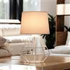 Licht-Erlebnisse Easylight Lampada da tavolo con Paralume in tela color bianco con base design geometrico in filo metallico E27 Lampada da comodino da lettura, per salotto