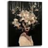 Printerland Quadro Soggiorno Moderno Astratto Donna con Fiori Quadri moderni di tela da Parete XXL grande Stampa su tela canvas Camera da letto Decorazione Murale muro Arredo Cucina (30x40 cm, 1)