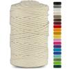 Netuno 1 corda macramè avorio 5 mm 200 m corda in cotone per lavori fai da te filo decorativo colorato cordoncino cavo naturale uncinetto ferri da maglia decorazioni