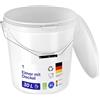 BenBow Secchio con coperchio, 30 l, bianco, 10 x 30 litri - Alimentare stabile ermetico a prova di perdite neutro inodore contenitore in plastica con manico in metallo vuoto - per uso domestico
