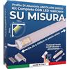 AFTERTECH Barra LED Profilo Alluminio ANGOLARE GRIGIO SU MISURA al centimetro da 20 a 400cm in pezzo UNICO - LUCE POTENTE 19,2w/m 180led/m - PERSONALIZZABILE - MADE IN ITALY - Sottopensile Cucina