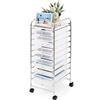 COSTWAY Carrello con 10 Cassetti da Stoccaggio, Cassettiera di Metallo e Plastica, Contenitore Multiuso con Ruote a Freno, per Casa e Ufficio (Trasparente)