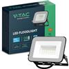 V-TAC Proiettore LED Slim Chip Samsung 10W, Color Nero Luce Naturale
