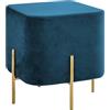 IlGruppone Pouf Poggiapiedi in Velluto con Gambe Dorate Elegante Imbottito Sgabello per Toeletta Mobile Trucco Ottomano Ingresso Tavolino Camera da Letto Soggiorno Salotto Quadrato - Petrolio