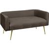 IlGruppone Divano Due Posti in Velluto Gambe in Acciaio Color Oro Divanetto 2 Persone 126x49x57 Cm Design Moderno Soggiorno Panca Pie di Letto - Testa di Moro