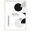 FRAMAI® Cornice portafoto 30 x 40 cm Bianca in MDF ecologico con plexi indistruttibile, gancio di sospensione e supporto