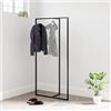 [en.casa] Stand Appendiabiti con Barra Porta Abiti Telaio a T Organizzatore Guardaroba 160 x 80 x 32 cm Acciaio Nero
