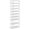 HOOBRO Scarpiera in Legno, Scaffale Portascarpe, Organizer per 20 Coppie, Scaffale Scarpiera con 2 Ganci, per corridoio, Soggiorno, Industriale, Bianco EWT140XJ01