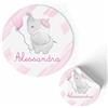 FERDINANDO FAMA' FAMÀ - Etichette Adesive Personalizzate Compleanno Bimbi Elefante Rosa Ø 38 mm - Sticker Personalizzati con Nome e Data 175pz