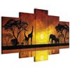 Cuadros B&D XXL - Quadro Africa Animali 200x100 cm 5 Pezzi - Stampa su Tela Canvas - Quadri Componibili Moderni Soggiorno Grandi - Murale Arte Decorazioni da Parete Decori - Paesaggio 030112-68