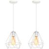 iDEGU Set di 2 lampade a sospensione moderne da 20 cm, illuminazione da soffitto E27, lampadario industriale in metallo, paralume in legno, design a gabbia, vintage, per camera da letto, cucina, caffè