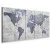murando Quadro Mappamondo 200x80 cm 5 pezzi Stampa su tela XXL Immagini moderni Murale Fotografia Grafica Decorazione da parete grigio Calcestruzzo