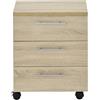 AVANTI TRENDSTORE - Madesimo - Cassettiera a rotelle in legno laminato con 3 cassetti nel colore quercia Sonoma. Dimensioni LAP ca. 40x56x39 cm