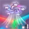 ZOMLBOF RGB Ventilatore Da Soffitto Con Luce E Telecomando, Moderno Stella Dimmabile Ventilatore Da Soffitto Con Luce Reversibile Lampadario Con Ventilatore Silenzioso Timer, Bianco