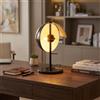 B·LED BARCELONA LED BARCELONA LED Lampada da Tavolo UMBRA E27 Design Moderno con Doppio Paralume Metallo Nero e Ambra, Lampada da Scrivania Luce Indiretta Antiriflesso Stile Industriale Vintage con Base in Marmo
