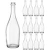 Firmadigaranzia srl 12 Pz - Bottiglia in vetro vuota TRASPARENTE per vino spumante e birra artigianale COLLINA da 750 ml | Bottiglia vetro vuota per vino e birra artigianale con predisposizione tappo corona