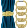 fenghuangwu Set di 4 fermatende in iuta naturale con calamite, fermatende decorative in stile rustico boho per tende per casa e ufficio (oro)