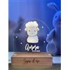 Pixel Artigiani Digitali Pixel® Lampada personalizzata con nome luce notturna per bambini bambina neonato con animali Idea regalo nascita bimbo bimba battesimo compleanno Regalo Natale per neonati Personalizzato (Pecorella)