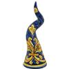 sicilia bedda - Corno Portafortuna Ceramica Caltagirone Dipinto e Decorato a Mano - Prodotto 100% Artigianale (Altezza 15x6, Maioliche Blu)