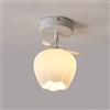 Generic Plafoniera per Camera da Letto, Piccola, Stile Shabby Chic, con Paralume in Vetro a Forma di Fiore Bianco, per Cucina, corridoio, Bagno, Veranda (Bianco, B)