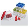 Omada Design Set 24pz Scatolina Tipo Mattoncino in Plastica Trasparente con Tappo Colorato 5x5x5 cm,100% Made in Italy