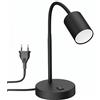 ledscom.de Lampada da tavolo WAIKA Interruttore a collo d'oca nero opaco + lampada a LED bianco caldo 3 fasi dimming 500lm