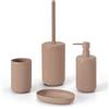 Inbagno Set Accessori Bagno Completo 4 Pezzi Rosa Cannettato Con Dispenser, Porta Spazzolini, Porta Saponetta E Portascopino - Linea Arizona
