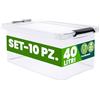 Deuba® 10x Contenitore Trasparente 40L con Coperchio BPA Free Scatole Impilabili Scatola Organizer Cucina Congelatore Contenitori Plastica Box