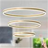 LAMPLAY Lampada A Sospensione Moderna A LED Rotonda, 3 Lampadario Ad Anello D'oro, Dimmerabile Con Telecomando 3000K-6000K Lampada Da Soffitto, Altezza Regolabile, Camera Da Letto(Ø60+80+100cm)