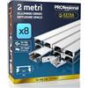 Eurocali 8 Profili da 2 metri (16mt) in Alluminio Grigio per Strisce LED Schermatura Opaca ingombro max striscia led 12.4mm - 17.4 x 7